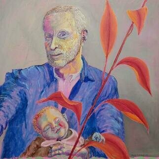 Guy Octaaf Moreaux: 'richard sleeps', 2024 Oil Painting, Portrait. Richard, is the latest new member of the family. A sleeping baby gives a peaceful and happy aura.Acrylic and oilpaint on canvas. ...