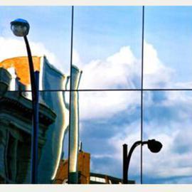 Beatrice Van Winden: 'Sideways Reflection', 2005 Color Photograph, Architecture. Artist Description: This photo is available on canvas. It was taken with a traditional camera and with professional slides. It is a sideways reflection taken off a downtown building glass building around sundown. ...