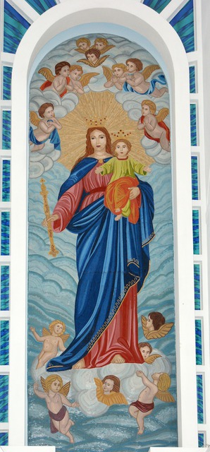 Artist Diana  Donici. 'Virgin Mary Queen With Baby Jesus' Artwork Image, Created in 2012, Original Mosaic. #art #artist