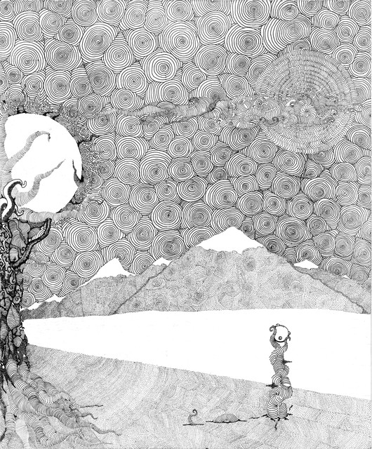 Artist Christopher Rowan. 'Chaos Terrain' Artwork Image, Created in 2012, Original Drawing Ink. #art #artist