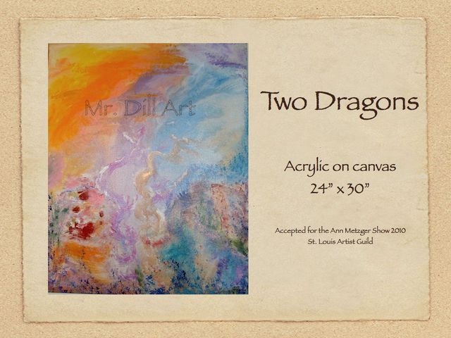 Artist Mr. Dill. 'Two Dragons' Artwork Image, Created in 2009, Original Painting Oil. #art #artist