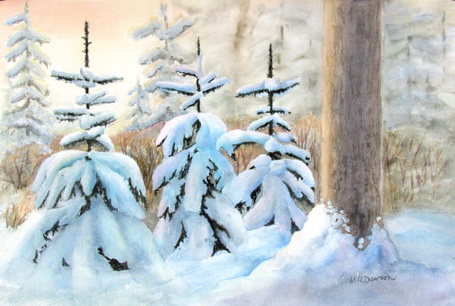 Artist Margaret Dawson. 'Xmas Snow' Artwork Image, Created in 2013, Original Drawing Pencil. #art #artist