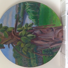 Philip Riley: 'haleiwa', 2003 Acrylic Painting, Landscape. Artist Description: Old painting from Haleiwa Hawaii on round wood frame...