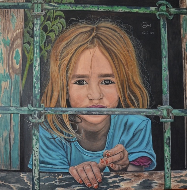 Marius Ghita  'Dreaming At The Window', created in 2019, Original Painting Tempera.