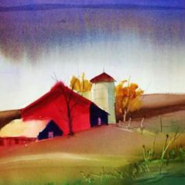 Tom Harmon Artwork Yazoo Rain, 2011 Watercolor, Farm