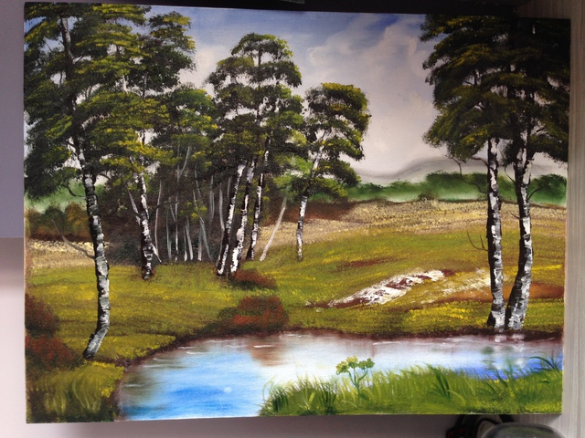 Artist Mousmi Jain. 'Trees Around A Pond' Artwork Image, Created in 2014, Original Painting Oil. #art #artist