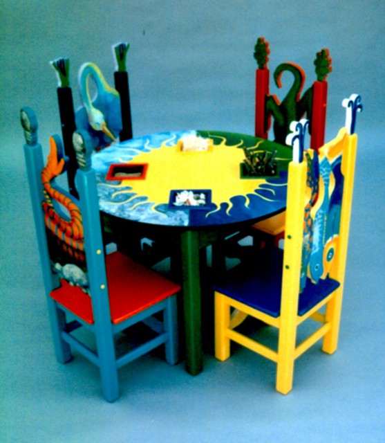 Michelle Scott  'Childrens Table And Chairs', created in 1996, Original Painting Acrylic.