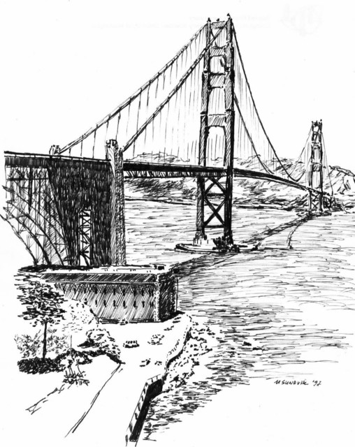Michael Garr  'Golden Gate', created in 1997, Original Drawing Pastel.