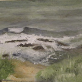 Michael Garr: 'Hungry Ocean Beavertail Plein air', 2013 Oil Painting, Marine. 