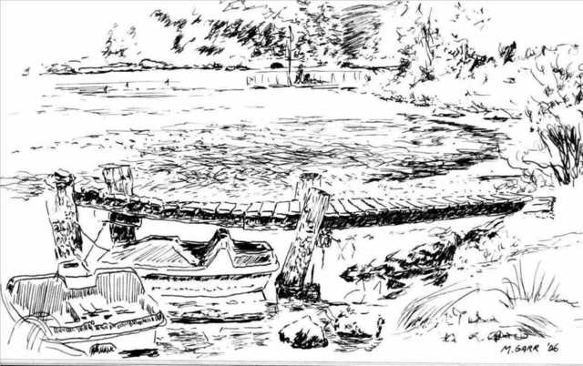 Michael Garr  'K20 Fishing Dock', created in 2006, Original Drawing Pastel.