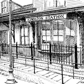 Michael Garr Artwork Kingston Station, 2003 Pen Drawing, Transportation
