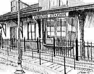 Michael Garr: 'Kingston Station', 2003 Pen Drawing, Transportation.  Local Amtrak Station near my home. ...