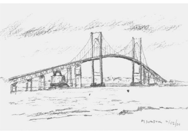 Michael Garr  'Newport Bridge', created in 2001, Original Drawing Pastel.