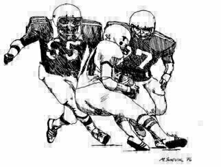 Michael Garr: 'No crying', 1976 Pen Drawing, Sports. yikes these guys are big and fast.  Not a long career for the running back in the NFL, neither in 1976 nor now. ...