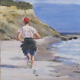 Michael Garr: 'Run at Clay Head', 2012 Oil Painting, Beach. 