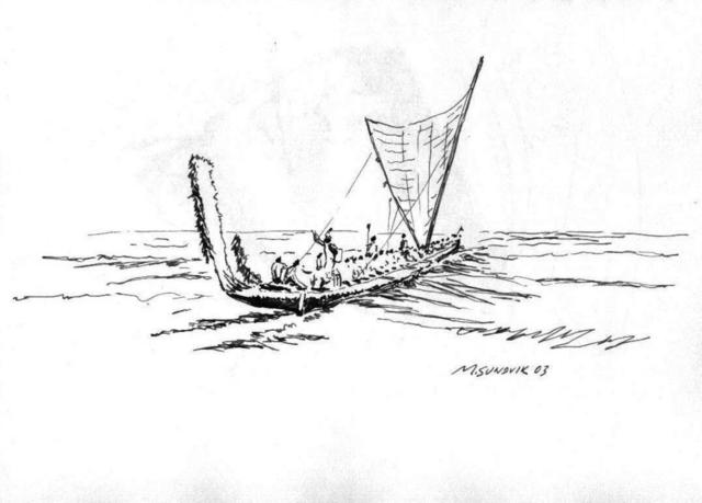 Michael Garr  'Small Boat Transfer', created in 2003, Original Drawing Pastel.