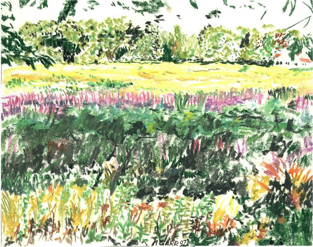 Michael Garr  'South Road Field', created in 2007, Original Drawing Pastel.
