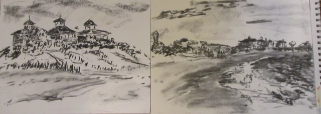 Michael Garr  'Two Sketches At Galilee', created in 2013, Original Drawing Pastel.