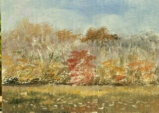 Michael Garr: 'at the pond october', 2023 Oil Painting, Landscape. Short morning Plein air painting just outside the studio...