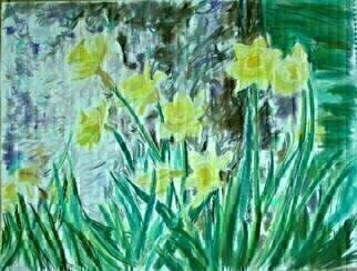 Michael Garr: 'breezy daffodils', 2006 Pastel, Floral. 