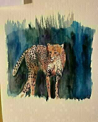 Michael Garr: 'cheetah', 2023 Watercolor, Animals. At the Roger Williams Park Zoo...