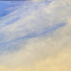Michael Garr: 'oregon sky', 2022 Oil Painting, Marine. Artist Description: A clear sky with a little Marine fog, looking up at the Oregon Coast - from a trip in 2015...