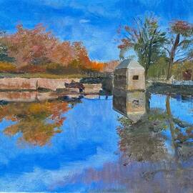 Michael Garr: 'seal house roger williams park', 2023 Oil Painting, Landscape. Artist Description: Thanksgiving Day view of reflections in the ponds at Roger Williams Park, Providence, RI...