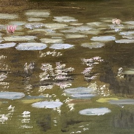 Michael Garr: 'water lilies i', 2023 Oil Painting, Landscape. Artist Description: From a photo of Monets Garden...
