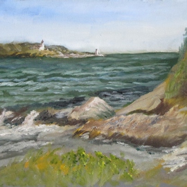 Michael Garr: 'windy day at ft wetherill', 2014 Oil Painting, Marine. Artist Description: Wind was in my face. Positioned myself to be near the edge of a windward facing dropoff to lessen the effects of the wind. Minor tweaks were done to the painting in the studio to complete it. ...