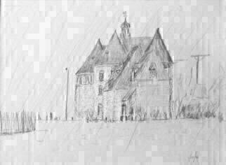 Michael Garr: 'winter towers', 2006 Pencil Drawing, Architecture. Gloom in Narragansett...