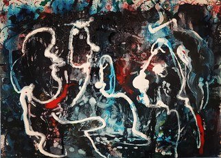 Muberra Bulbul: 'afraid', 2019 Mixed Media, Abstract. Mix technical on canvas...