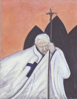 Mary V. Williams: 'Pope John Paul', 2006 Oil Painting, Famous People.  This is a painting of Pope John Paul. ...