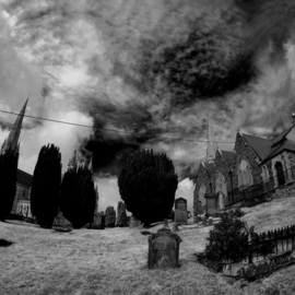 Maciej Wysocki: 'church complex', 2012 Black and White Photograph, Landscape. Artist Description: Cathedral, church, church complex , Letterkenny, Co. Donegal, Ireland ...