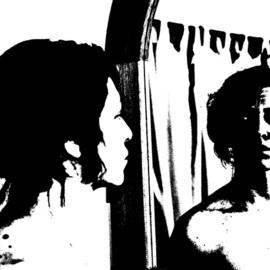 Maciej Wysocki: 'girl in black', 2011 Black and White Photograph, Portrait. Artist Description: girl in black, mirror...