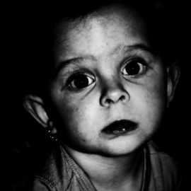 Maciej Wysocki: 'julinka', 2013 Black and White Photograph, Portrait. Artist Description: child, girl, eyes, black eyes...