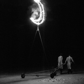 Maciej Wysocki: 'the two who stole the moon', 2014 Black and White Photograph, People. Artist Description: moon, night, theft, two men...