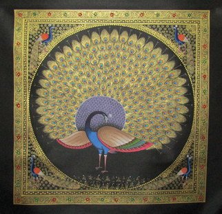 Mayank Salvi: 'GOLDEN PEACOCK', 2015 Other Painting, Birds.  GOLDEN PEACOCK MADE USING REAL GOLD ...