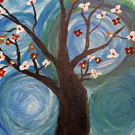 Usha Kolpe: 'tree of life', 2021 Acrylic Painting, Expressionism. Artist Description: When I see a tree, it tells me the power of life force and how life goes on. Tree of life represents generations...