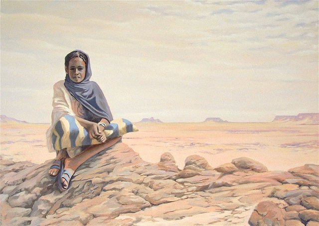 Till Dehrmann  'Touareg Girl Ourika', created in 2007, Original Painting Oil.