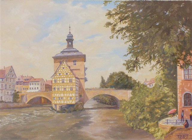 Till Dehrmann  ' The Old City Hall Of Bamberg', created in 2013, Original Painting Oil.