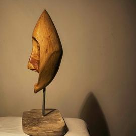 Nadine Amireh: 'grief', 2015 Mixed Media Sculpture, Portrait. Artist Description: Cypress Wood on Jordanian Limestone...