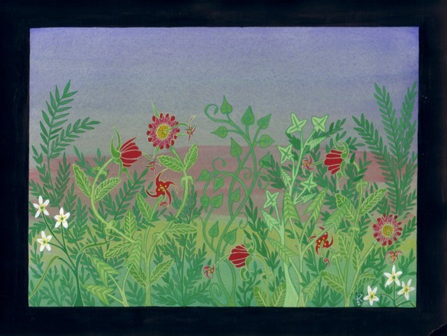 Artist Teresa Sherwin. 'Flowers' Artwork Image, Created in 2001, Original Drawing Gouache. #art #artist