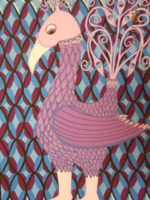 Artist Teresa Sherwin. 'Frilly Bird' Artwork Image, Created in 2012, Original Drawing Gouache. #art #artist