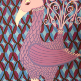 Teresa Sherwin: 'Frilly Bird', 2012 Gouache Drawing, Animals. Artist Description:  Gouache on Arches 140 lb paper. The image is cropped due to my camera.     ...