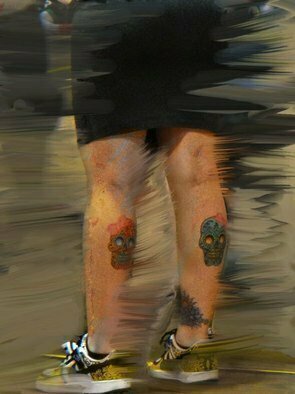 Nancy Bechtol: 'Art Legs and Skulls', 2010 Color Photograph, People. Psyche, lines, people, woman, tattoo, intense, vintage coloring, duality, skull ...
