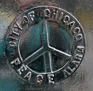 Nancy Bechtol: 'Chicago Peace Alarm', 2013 Computer Art, Activism.  printed on aluminum ready to hang. Peace, alarm, Chicago, Bechtolstatue purple...
