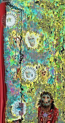 Nancy Bechtol: 'Dream Panel Two Ancient Freak', 2010 Other Photography, Mystical. Lee groban, skulls, dream, men, ancestors, Masks, people, woman, , intense, coloring, duality, motion, figures 25 on Rho Board.  limited edition...