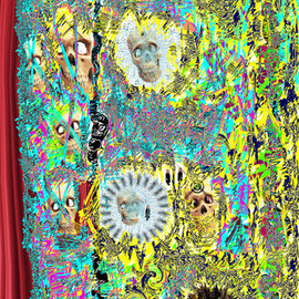 Nancy Bechtol: 'Dream Panel Two Ancient Freak', 2010 Other Photography, Mystical. Artist Description: Lee groban, skulls, dream, men, ancestors, Masks, people, woman, , intense, coloring, duality, motion, figures 25 on Rho Board.  limited edition...