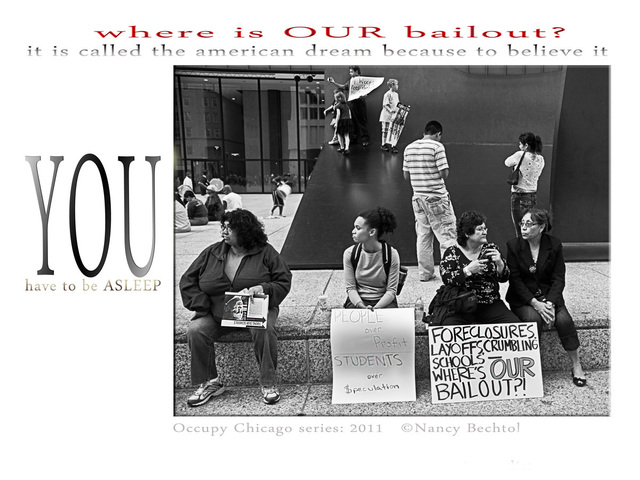 Artist Nancy Bechtol. 'Occupy Chicago Series   Where Is Our Bailout' Artwork Image, Created in 2012, Original Photography Mixed Media. #art #artist