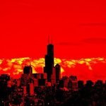 Red Skyline Chicago By Nancy Bechtol